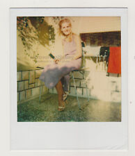 Sunny Tresses Pretty Attractive Young Woman Drying Hair Comb in Hand POLARODID picture