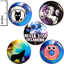 Cute Space Buttons Positive Backpack Lapel Pins 5 Pack Gift Set 1 Inch P39-1 picture