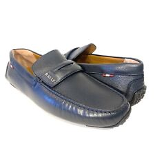 BALLY Mens Piter Convertible Logo Leather Drivers Loafers Navy Blue (MSRP $550) picture