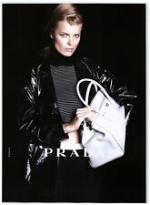2013 Prada Print Ad, Model Kirsten Owen White Leather Tote Bag Striped Shirt picture