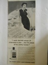1954 JERGENS LOTION AVOID DETERGENT HANDS. EPHEMERA VINTAGE PRINT AD L048 picture