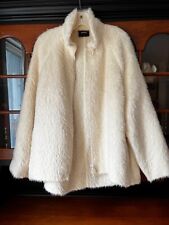 AKRIS Ecru Ivory Fuzzy Wool Silk Lined Sweater Cardigan Jacket  US 10 F42 picture