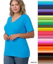 Plus Size Zenana V Neck TShirt Relaxed Short Sleeve Top  STORE CLOSING picture