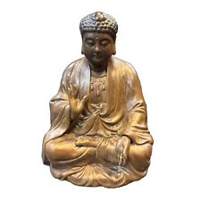 Vintage Clay Meditating Buddha Sitting Zen Sculpture 10” x 6.5” picture