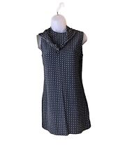 Vintage Jil Sander Dress Size 34/US 0-2 Navy Print Silk Back Wraps & Ties @ Neck picture