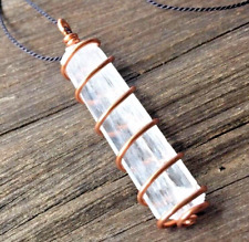 Natrolite Crystal Necklace Hand Wrapped in Copper Synergy 12 Natrolite Pendant  picture