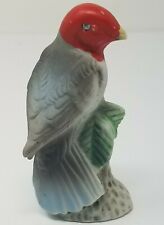Figurine Finch Gray Red Head Small Japanese Ceramic Vintage  picture