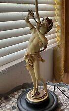 Vintage Figural Fantasy table lamp with Boy playing flute Wood BASE picture