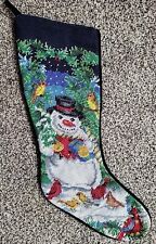 Lands' End Needlepoint Christmas Stocking Blank Snowman Wool Discontinued C16 picture