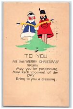 1916 Christmas Two Girls Star On Top Of Tree Naperville Illinois IL Postcard picture