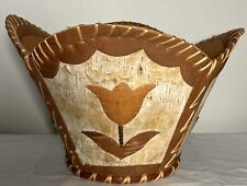 Vintage Alaskan Handmade Bark Basket Flower Design  picture