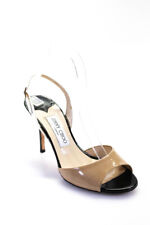 Jimmy Choo Womens Leather Open Toe Color Block  Ankle Heels Beige Black Size 7 picture