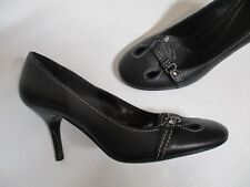 BALLY black leather cut out buckle front  pumps heels shoes sz 4.5 picture