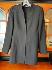 Akris Womens Wool Blend Crepe Long Snap Front Blazer Jacket Black Size 8 picture