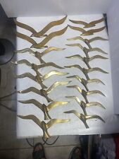 Vintage India Brass FLYING SEAGULLS  Wall Hanging Mid Century Modern 18 Lot Set picture
