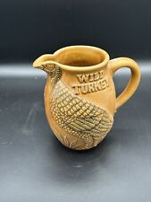 Vintage Wild Turkey Bourbon Whiskey Ceramic Water Pitcher Pub Jug Stoneware  picture