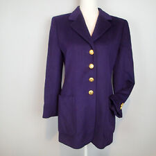 ESCADA 38 Soft Angora Wool Hearts Purple Long Blazer Jacket picture