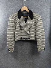 Escada 100% Wool Houndstooth Felt Collared Cropped Blazer Womens Small picture