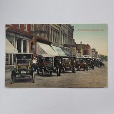 c1910 Savanna Illinois Brass Era Ford Touring Car Main Street Downtown Postcard picture