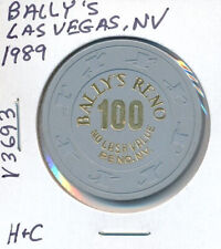 $100 CASINO CHIP - BALLY'S LAS VEGAS 1989 H&C #3693 NCV GAMING CHEQUE VERY NICE picture