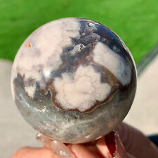 185G Natural beautiful purple crystal cherry blossom agate healing quartz ball picture
