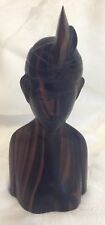 Bali Wood Bust Figurine Man Warrior Dark Brown Carved Grain 5-1/2