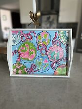 Hand Painted Lilly Pulitzer Wood Tray ~ Elephants Flamingos Ornaments picture