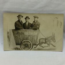 Vintage Real Photo Postcard Fort Wayne Indiana Funny Donkey Cart Scene Azo picture