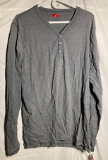 Vtg Alfani Long Sleeve 100% Cotton Henley V-neck Shirt Men's -Heather Gray XL picture