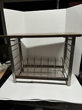Vintage Mid Century Modern Record Holder Rack Stand LP's Metal & wood picture