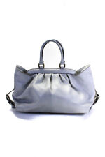 Fendi Womens Gunmetal Hardware Large Shoulder Handbag Blue Gray Leather picture