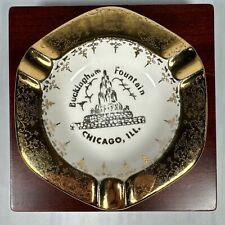 Vintage Ceramic Ashtray Buckingham Fountain Chicago ILL. 22K  Gold Plated picture