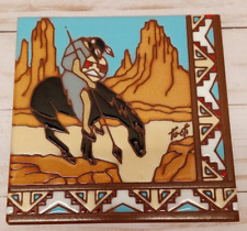 Earthtones Tu-Oti southwestern ceramic tile trivet Horse Native American vintage picture
