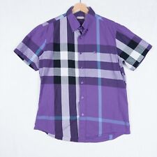 Burberry Brit Shirt Mens Extra Large Purple Black Exploding Nova Check Cotton picture