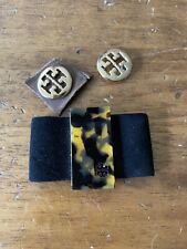 Tory Burch Velvet Tortoise Bow & 2 Gold Round Logo Buttons picture