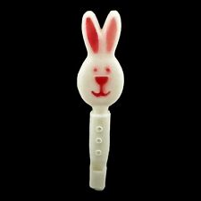 White Easter Bunny Plastic Whistle Noisemaker 6.75” China 1980s Basket Toy VTG picture
