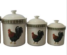 Vintage JULIE INGLEMAN DESIGN Rooster/Chicken Ceramic Apothecary Jar/Canister 3 picture
