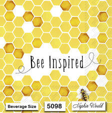 (5098) TWO Paper BEVERAGE / COCKTAIL Decoupage Art Craft Napkins  HONEYCOMB BEE picture