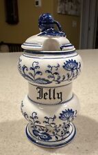 Vintage Blue Onion Porcelain Jelly Jam Jar w/ Lid Meissen picture