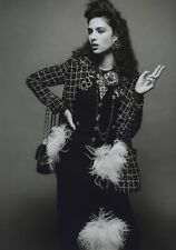 CHANEL B&W Feathered Fashion Model - Magazine Double-Page PRINT AD picture