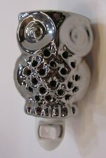 Scented Candle Silver Porcelain Owl Plug In Diffuser Electric Night Light FREE S picture