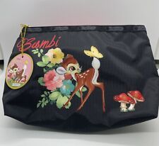 NEW LeSportsac Vintage Disney Bambi Pouch Bag Purse Wristlet MakeUp Travel Black picture