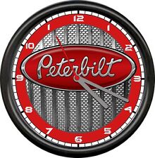 Peterbilt Truck Chrome Grill Diesel Trucker Garage Man Cave Sign Wall Clock picture