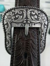 Ariat Genuine Leather Western Longhorn Bull Belt  limited edition Silver Buckle picture
