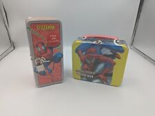 Lot 2 Spiderman Tin Mini Lunchbox Bank Key Cherry Candy Gumballs New In Package  picture