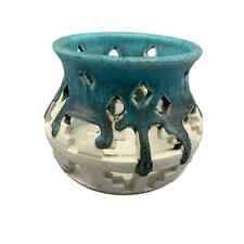 Jill Becquet Signed Pottery Drip Glaze Candle Holder Potpourri Vessel 1998 4
