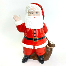 Vintage 70s Duncan Mold Ceramic Santa w/ Toy Bag Candy Dish Hand Painted 10.5” picture