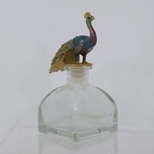 Enamel Peacock Stopper Jewel Eyed Feathers in Perfume Bottle Square Glass Clear picture