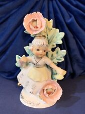 Vintage 1956 Lefton Angel of the Month Figurine August Girl With Flowers Japan picture
