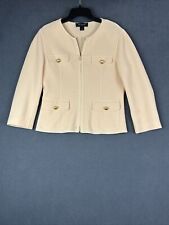 St John Knit Butter Yellow Wool Jacket Big Gold Buttons SZ: 6 Double Zip picture